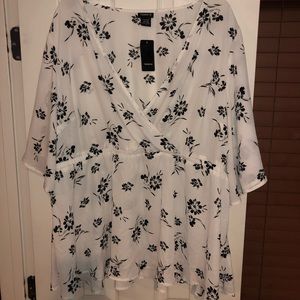 Torrid White Floral Blouse